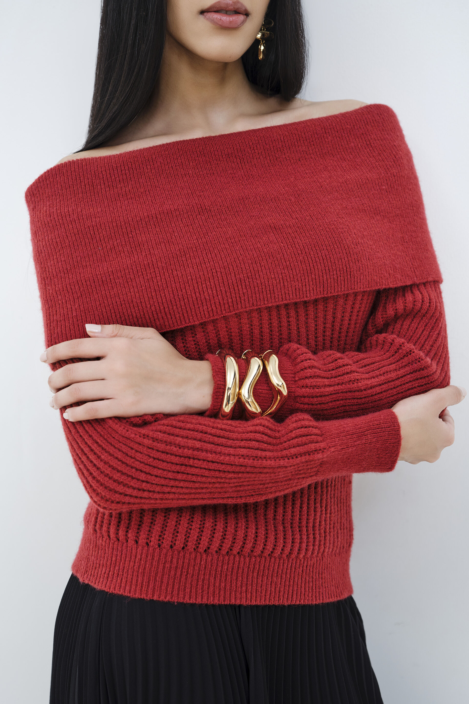 Astro Dust Off-Shoulder Sweater, Rust, image 5